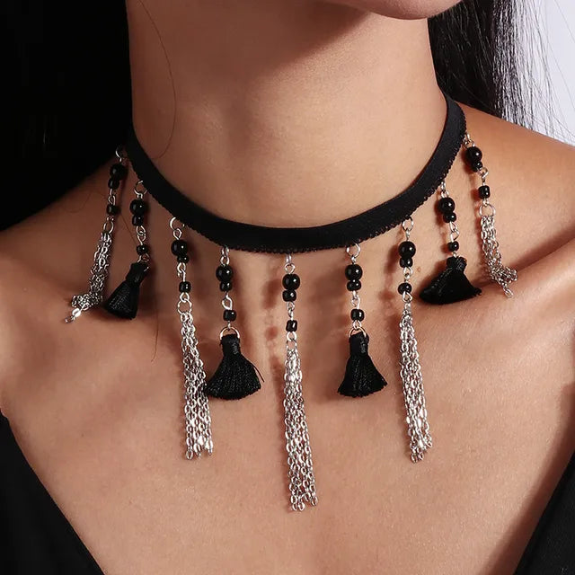 Gothic Victorian Black Lace Necklace