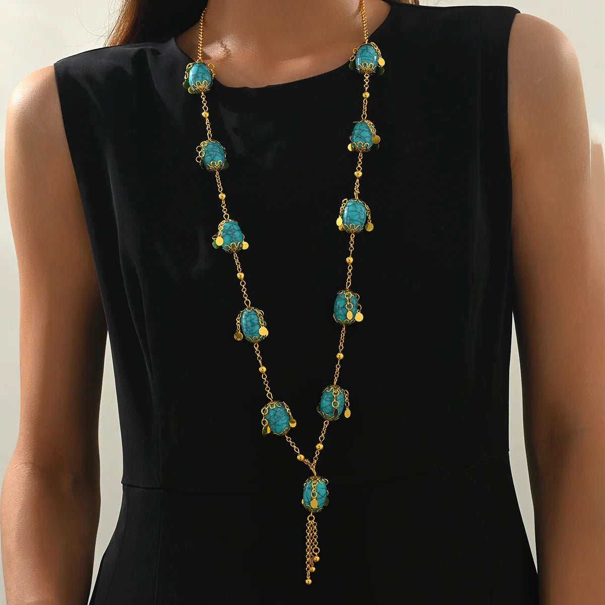 Blue Oval Pendant Necklace