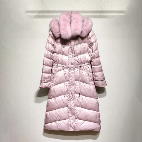 Long Duck Down Real Fox Fur Hooded Coat