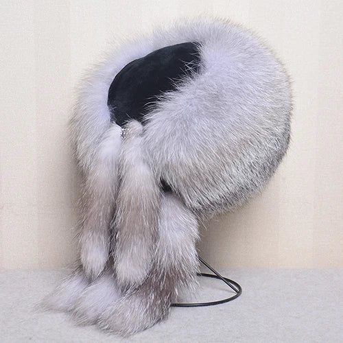 Winter Women Fashion Real Fur Hat Natural Fox Fur Hats - Russian