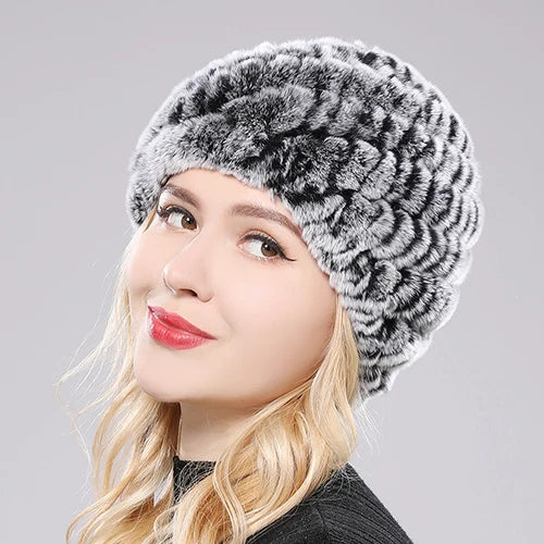 Russian Style Women Real Genuine Fox Fur Beanies