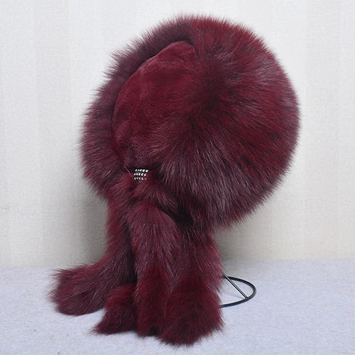 Winter Women Fashion Real Fur Hat Natural Fox Fur Hats - Russian