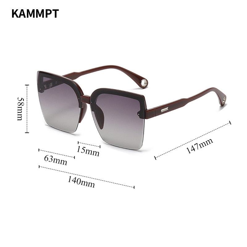 Kammpt Oversized  Rimless Vintage Square Sunglasses - Uv400