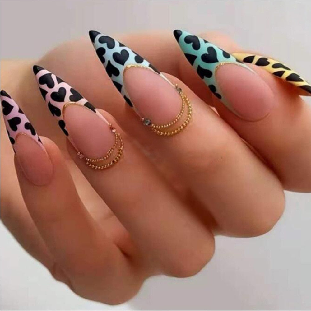 Long Stiletto Press On Nails Design Manicure Tips