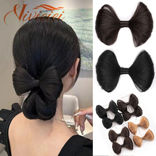 Synthetic Bow Hair Bun Chignon with Hairpins