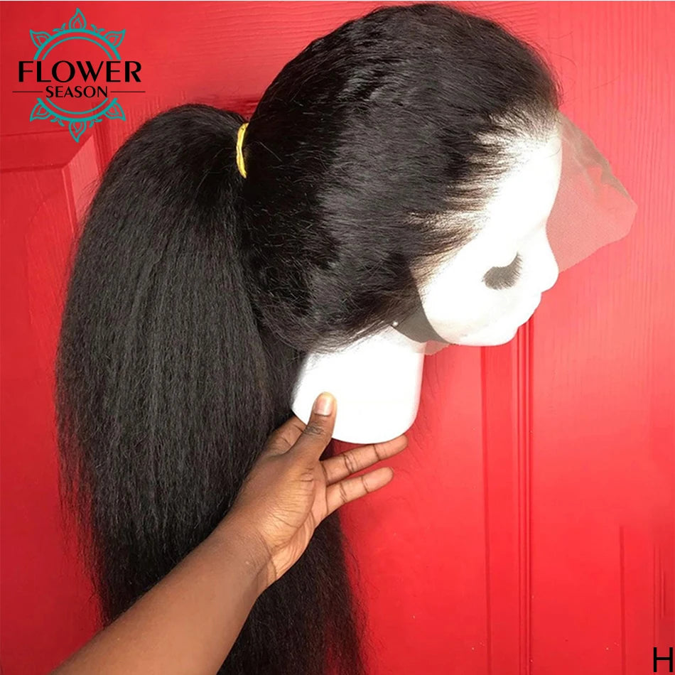Kinky Straight Full Lace Wig HD Lace Human Hair 360 Lace Frontal Wigs