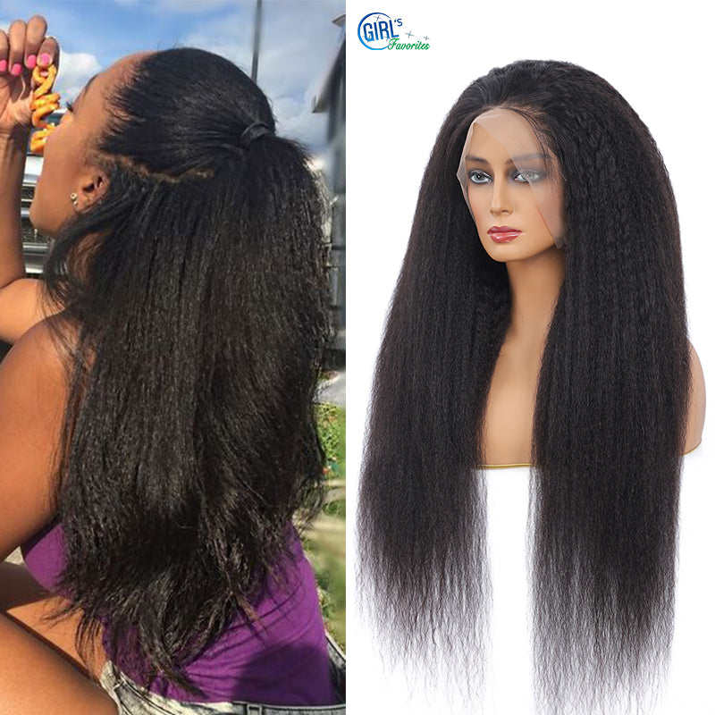 10a Grade Brazilian Human Hair Wigs 250 Density 13x4 Kinky Straight - your-beauty-matters