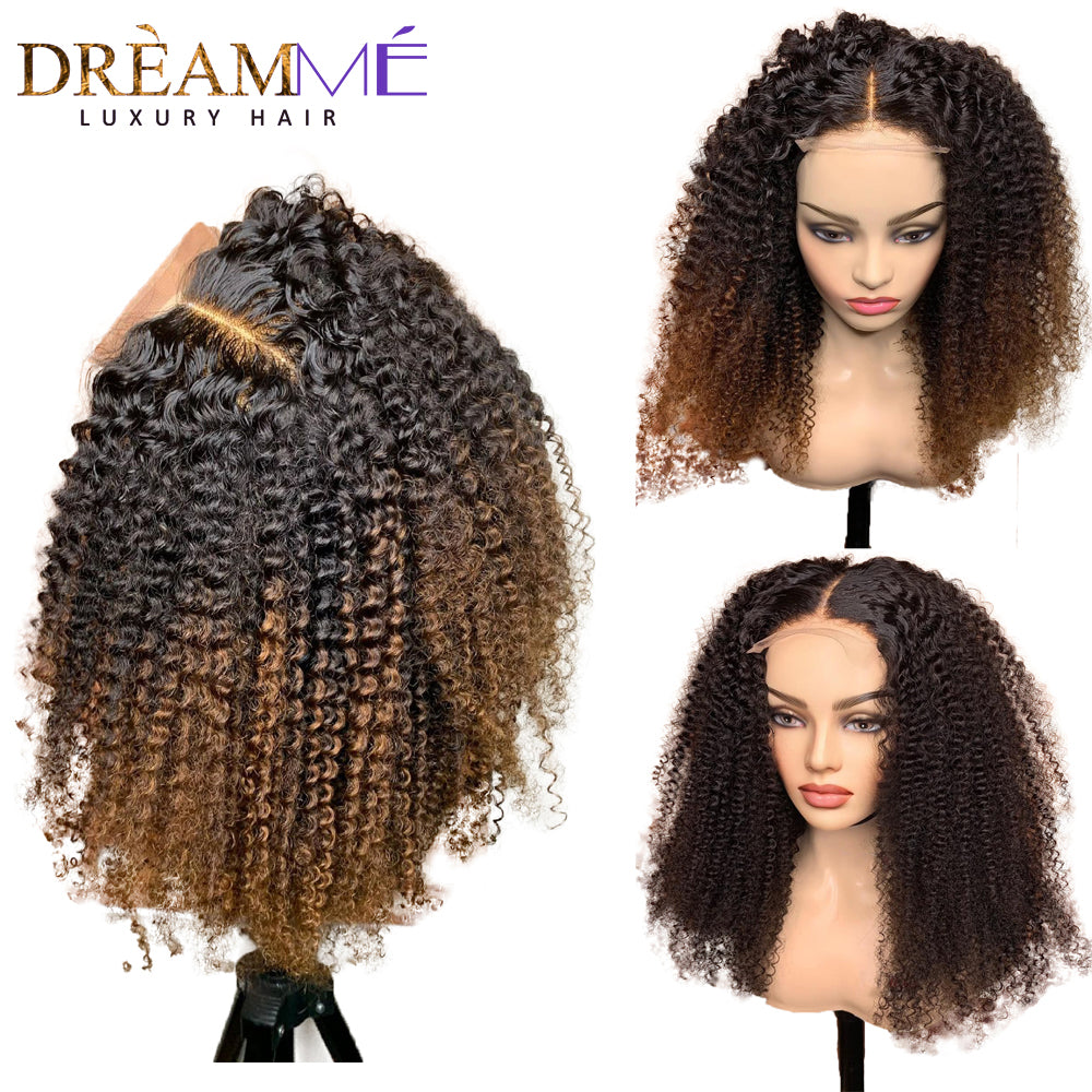 1b30 Honey Blonde Color Wig Kinky Curly 4x4 Lace Closure Human Hair - your-beauty-matters