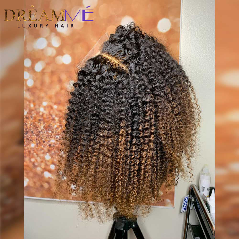 1b30 Honey Blonde Color Wig Kinky Curly 4x4 Lace Closure Human Hair - your-beauty-matters