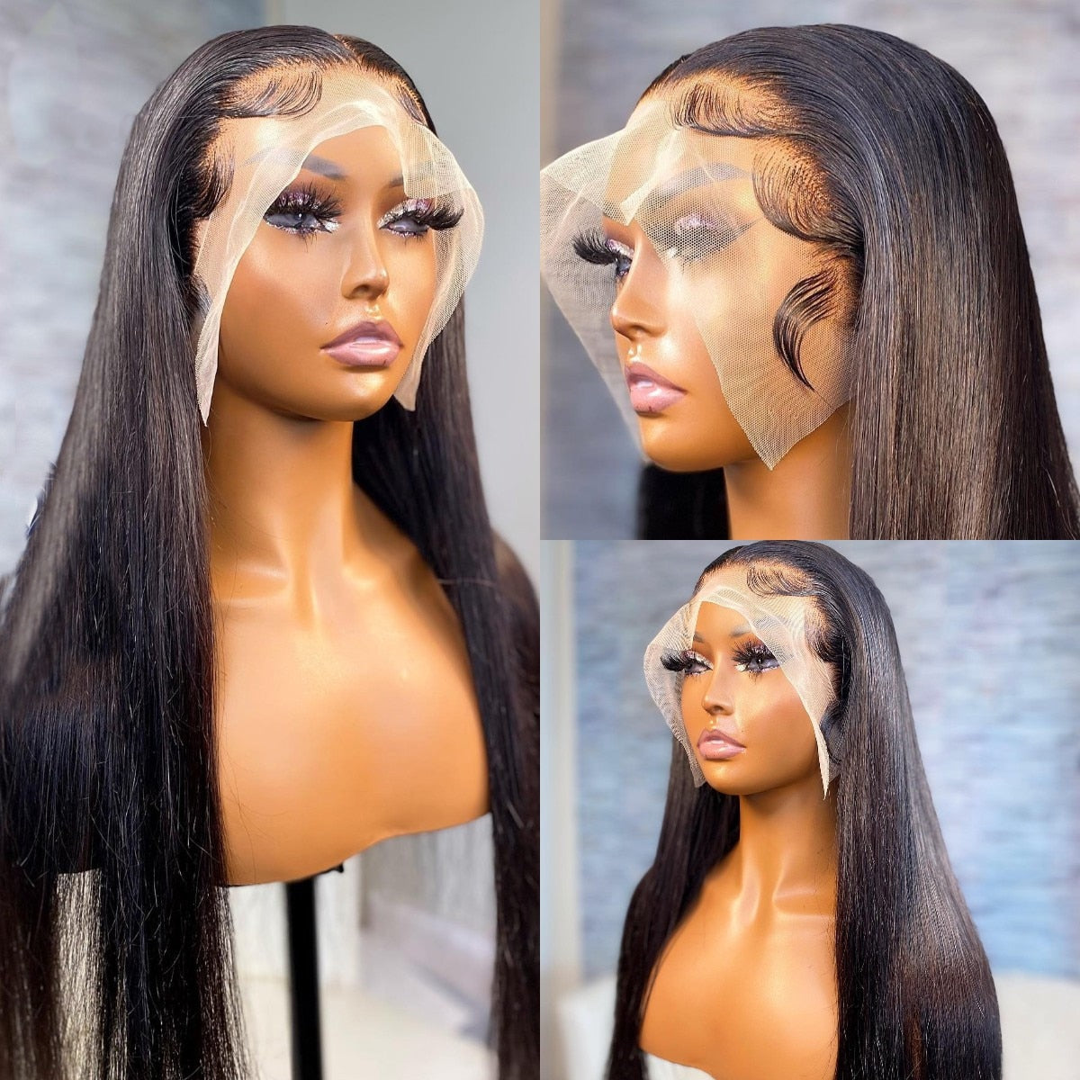 13x4 Lace Front Human Hair Wigs Pre-Plucked 360 HD Lace Frontal Wig Brazilian Bone Straight Human Hair