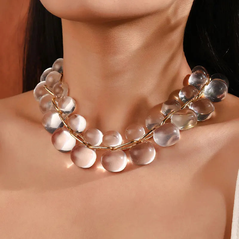 Trendy Transparent Big Resin Necklaces