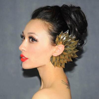 Gold And Silver Elf Multi-layer Leaves And Leaves Big Ear Hanging - your-beauty-matters