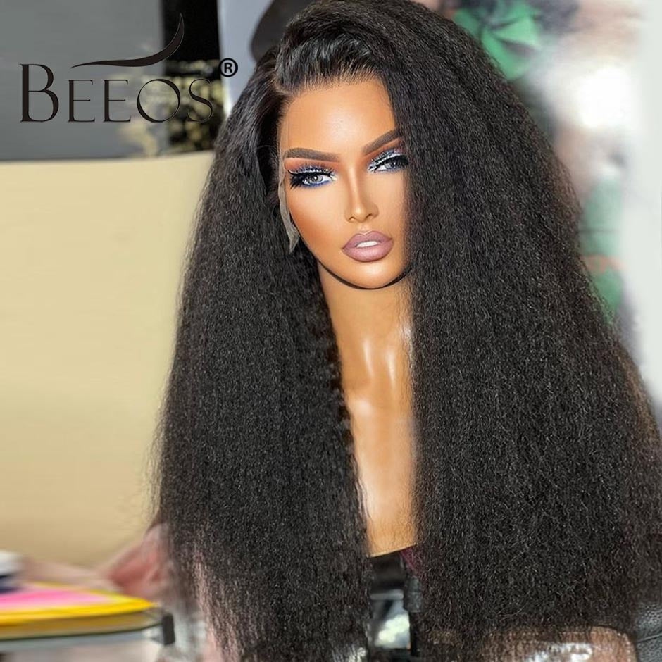 Kinky Straight 360 Hd Lace Frontal Wig 250% Pre Plucked 13x4 Hd Lace Front Human Hair Wigs For Women Brazilian Afro Kinky Wig - Lace Wigs