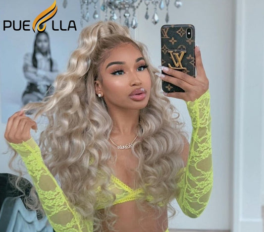 30 Inch Hd Transparent Lace Frontal Wig 13x6 Ash Blonde Lace - Loose Deep Wave