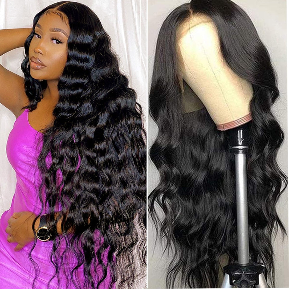 Sterly 28 to 40 Inch Long Brazilian Human Hair Wigs Remy Hair Body Wave Lace Front Human Hair Wigs