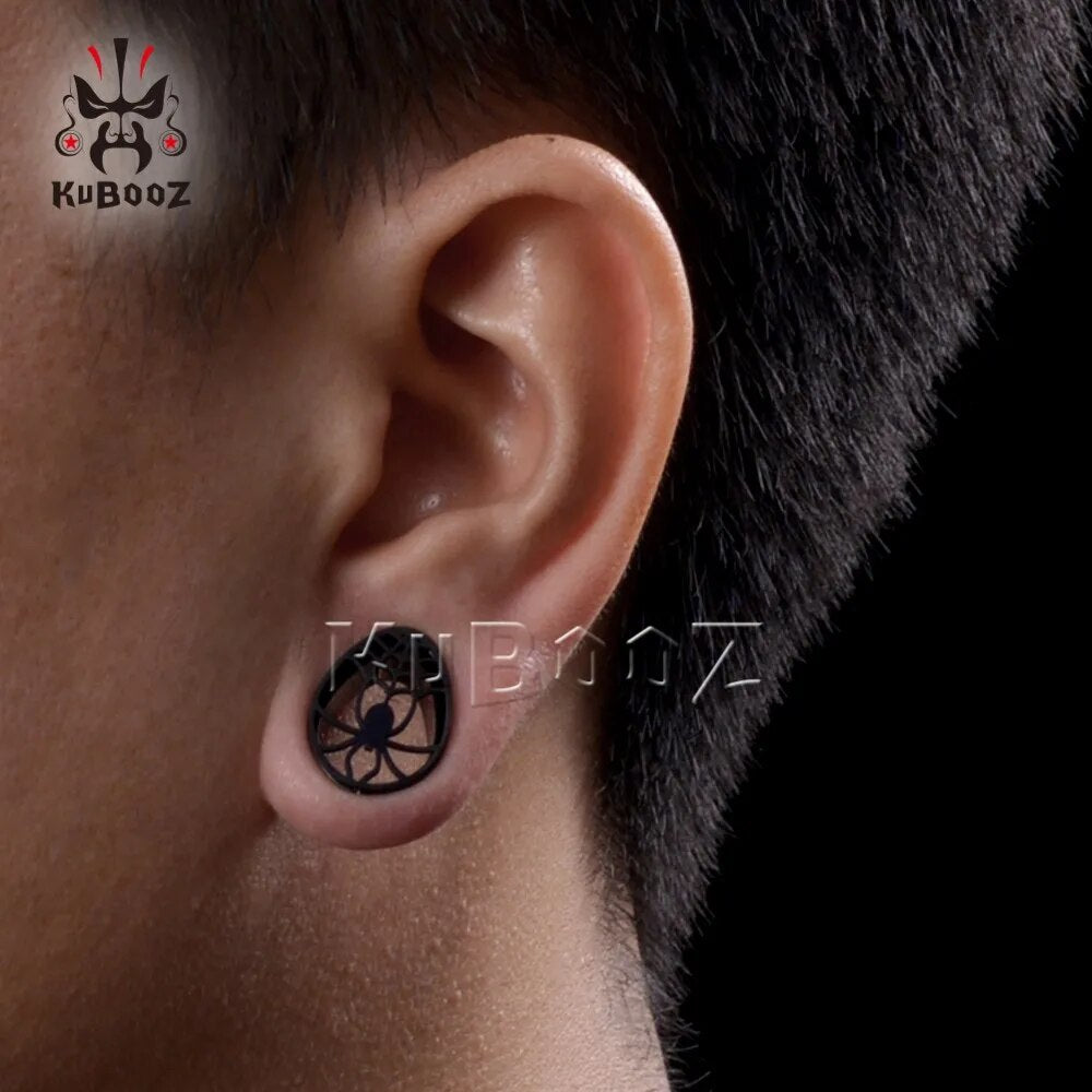 KUBOOZ Unique Stainless Steel Drop Shape Spider Ear Tunnels Expander
