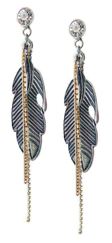 Dangle and Drop Earrings With Big Feathers