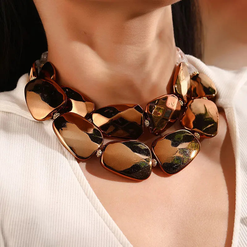 GuanLong Trendy Multi-layer Resin Choker Necklaces