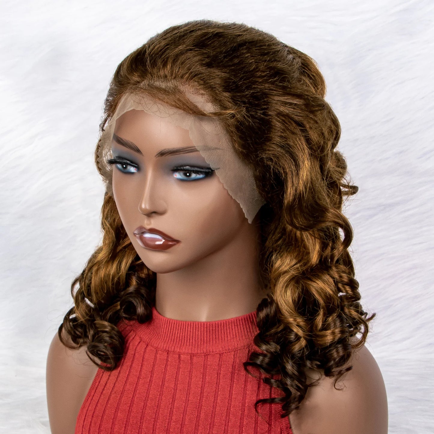 Malaika Bouncy Curly Spring FUMI 13x4 Lace Front Human Hair Wigs 250 Density