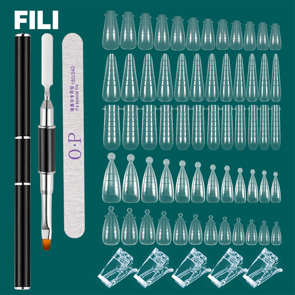 FILI Nails Art Tool Set Quick Building Mold Nail Brush Kit Dual Forms Nail Extension System With Nail Pen Gel Clips For Top Form| |