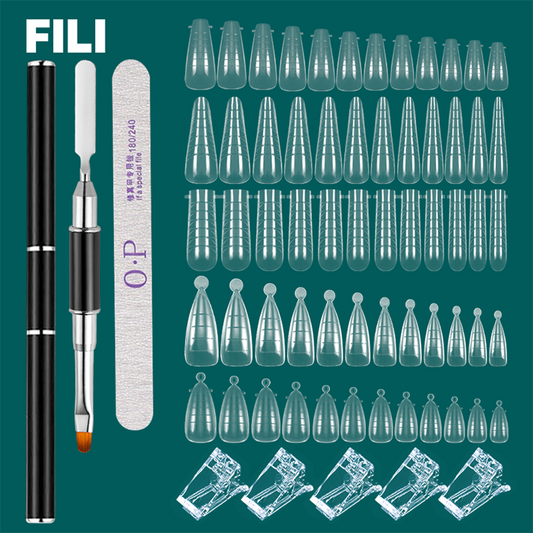 FILI Nails Art Tool Set Quick Building Mold Nail Brush Kit Dual Forms Nail Extension System With Nail Pen Gel Clips For Top Form| |