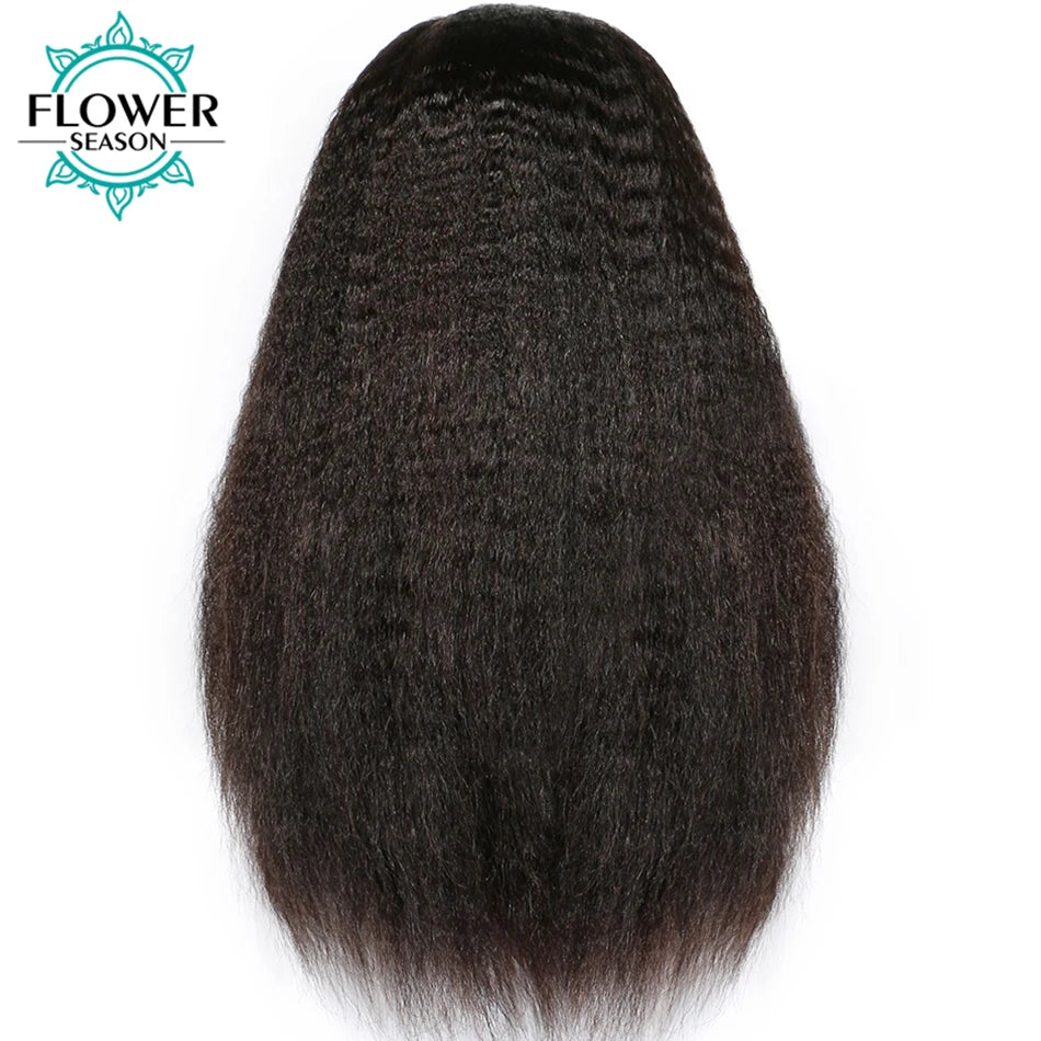 Kinky Straight Full Lace Wig HD Lace Human Hair 360 Lace Frontal Wigs