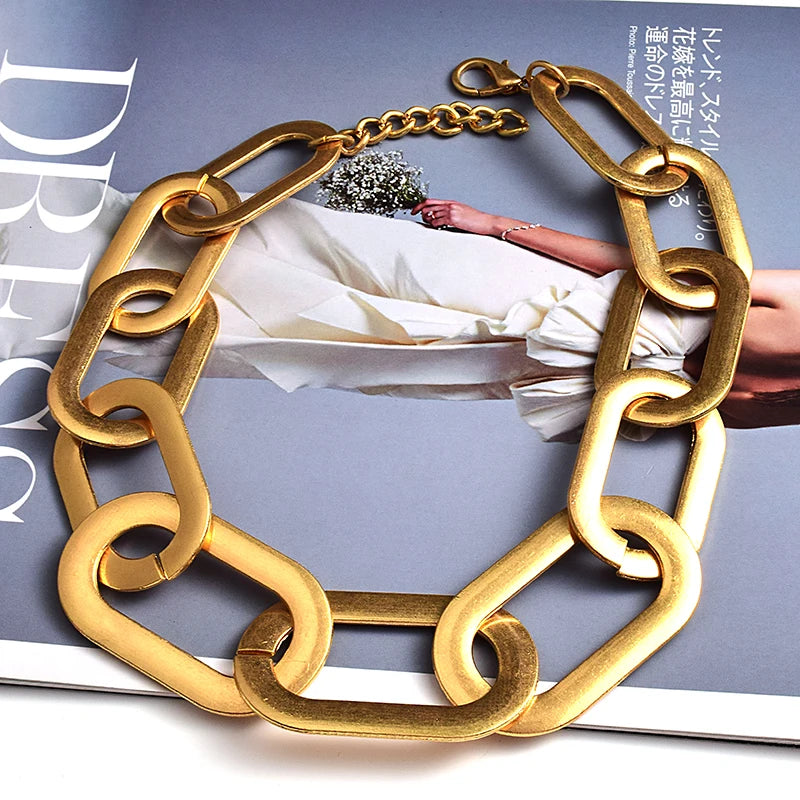 Gold Color Metal Geometric Necklace High Quality Jewelry Accessories