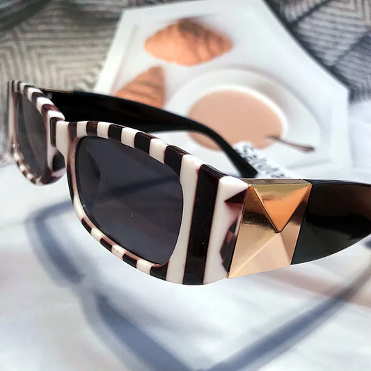 Unique Zebra Print Small Square Sunglasses