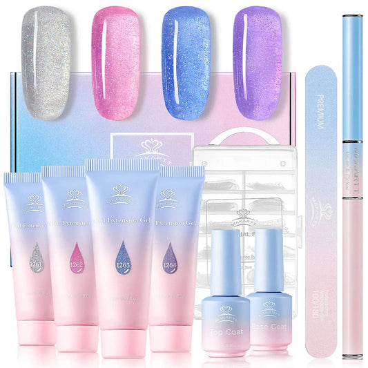 Makartt Jelly Glitter Poly Nail Gel Kit- Translucent Acrygel Nail Extension