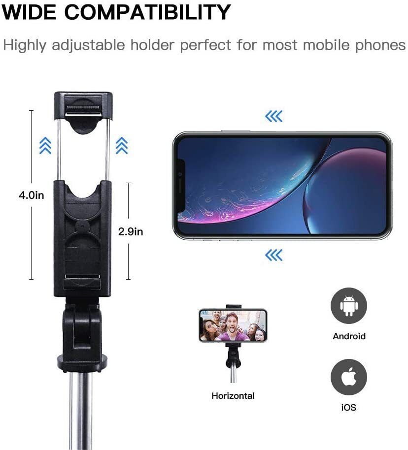 Extendable Selfie Stick Monopod Tripod Wireless Remote Shutter For Cell Phone - your-beauty-matters