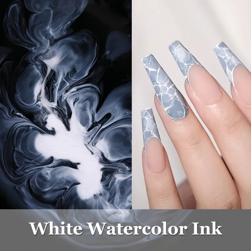 BORN PRETTY Watercolor Nail Ink White Nail Polish Blossoming Effect Varnish Manicure
