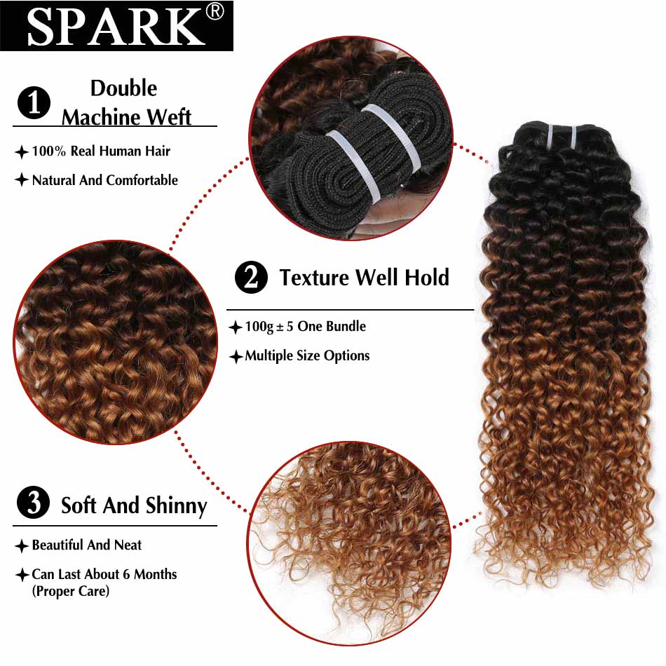 Spark Ombre Mongolian 100% Human Hair Jerry Afro Kinky Curly Hair Bundles