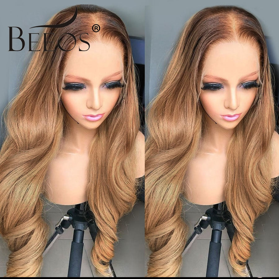 Ombre Honey Blonde 13x6 HD Lace Frontal Wig Body Wave HD Transparent Lace Front Human Hair