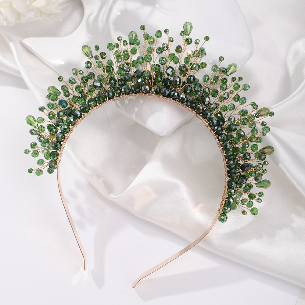 Crystal Bridal Crown/Headband with Silver Diamonds