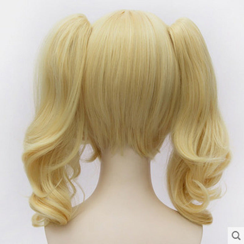 European And American Curly Hair Golden Yellow Anime Cosplay Wig Full Headgear - your-beauty-matters