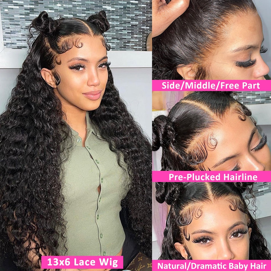 Luvin 250% 32 Inch Deep Wave Transparent 13x6 Lace Frontal Human Hair Wigs - your-beauty-matters