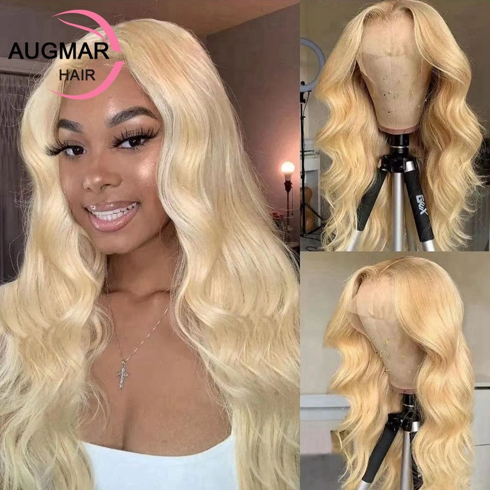 360 Lace Front Human Hair Blonde 613 Body with Hd Transparent Lace