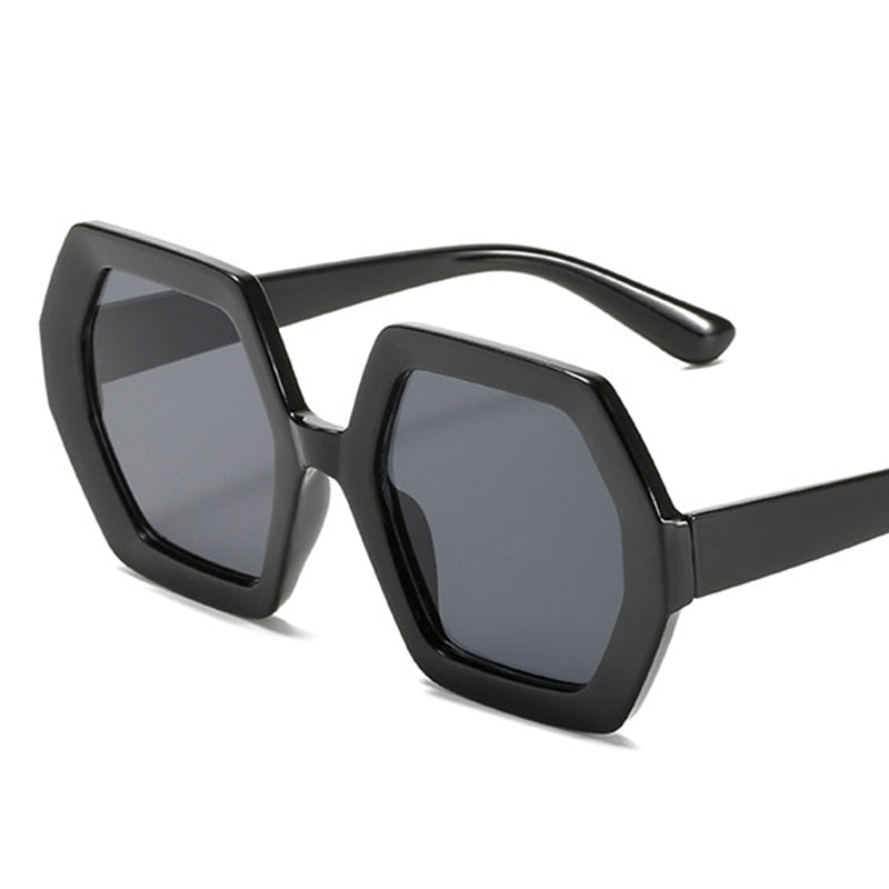 Classic Square Black Polygon Sunglasses