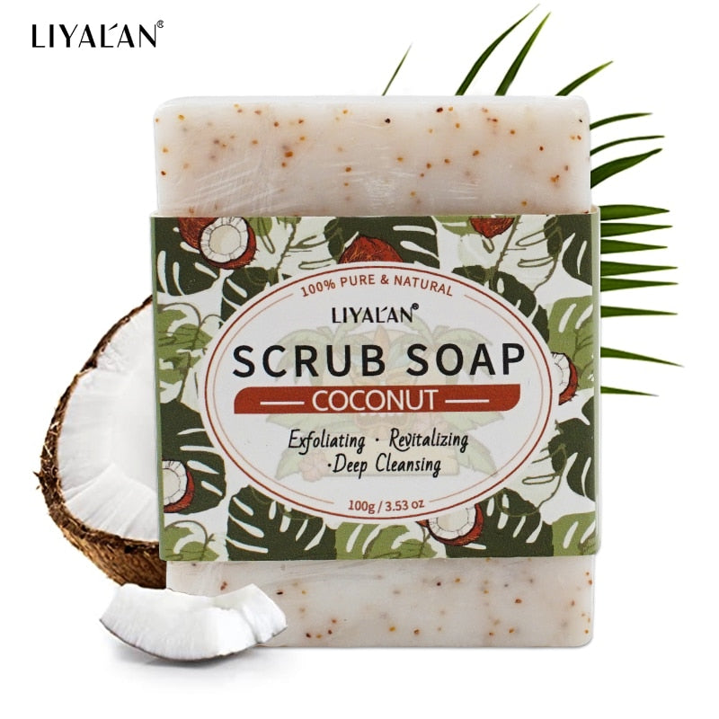 Coconut Oil Scrub Soap--Handmade Rich Foam Body Soap