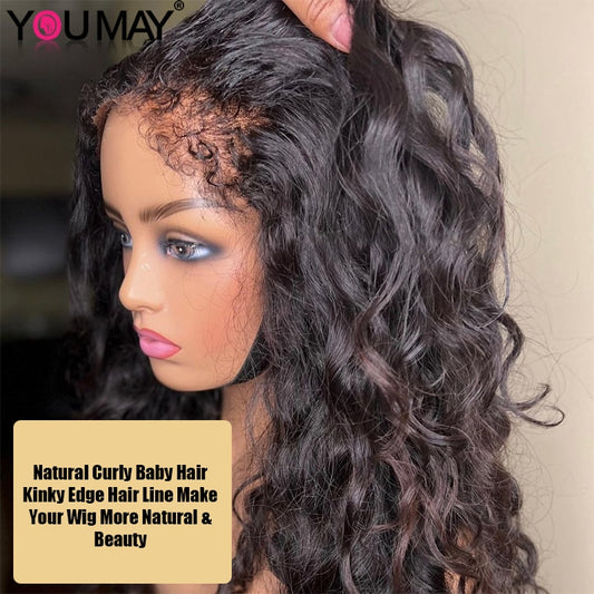 Youmay Loose Wave Human Hair Lace Front Wig with Virgin Curly Baby Hair --Kinky Edge Wigs