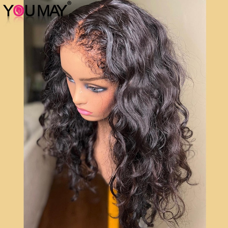 Youmay Loose Wave Human Hair Lace Front Wig with Virgin Curly Baby Hair --Kinky Edge Wigs