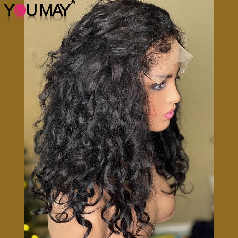 Youmay Loose Wave Human Hair Lace Front Wig with Virgin Curly Baby Hair --Kinky Edge Wigs