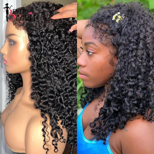 Deep Curly Lace Front Human Hair Wigs 13x4 Lace Closure With Curly Baby - Brazilian Virgin