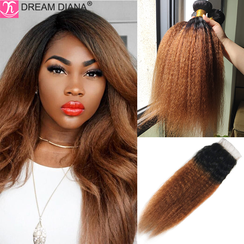 Dreamdiana Remy Malaysian Kinky Straight Bundles With Closure T1b 30 - your-beauty-matters