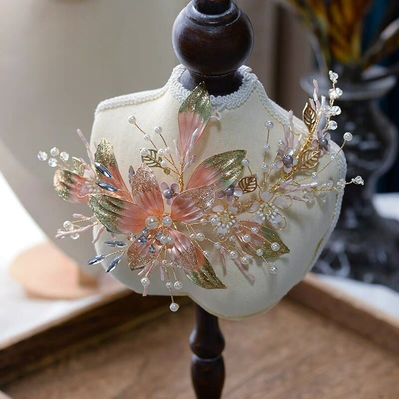 Elegant Pinky Handmade Flowers Barrettes