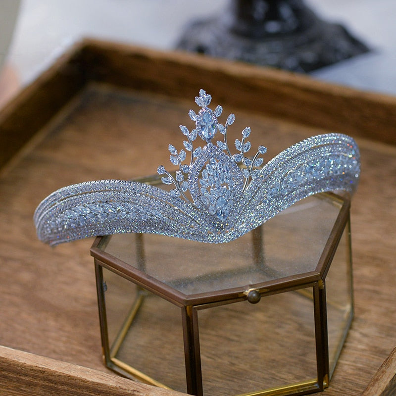 Europan Royal Princess Clear Zircon Wedding Tiaras Hairbands Crystal Brides Hair Accessories Evening Hair Jewelry Birthday Gifts|Hair Jewelry|