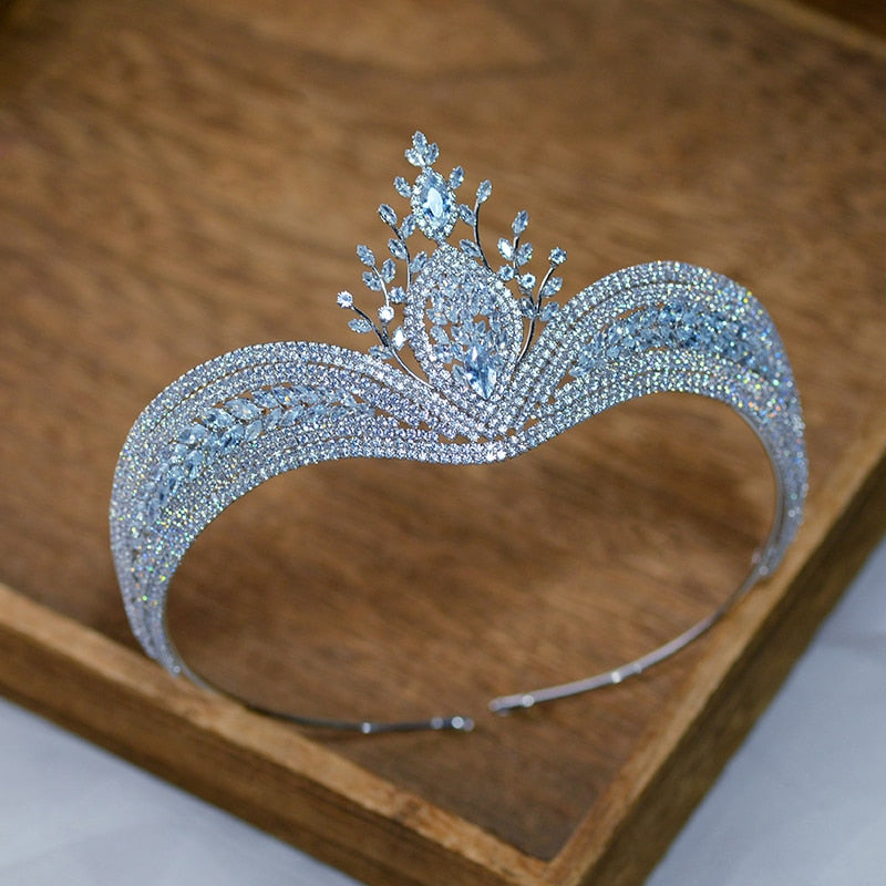 Europan Royal Princess Clear Zircon Wedding Tiaras Hairbands Crystal Brides Hair Accessories Evening Hair Jewelry Birthday Gifts|Hair Jewelry|