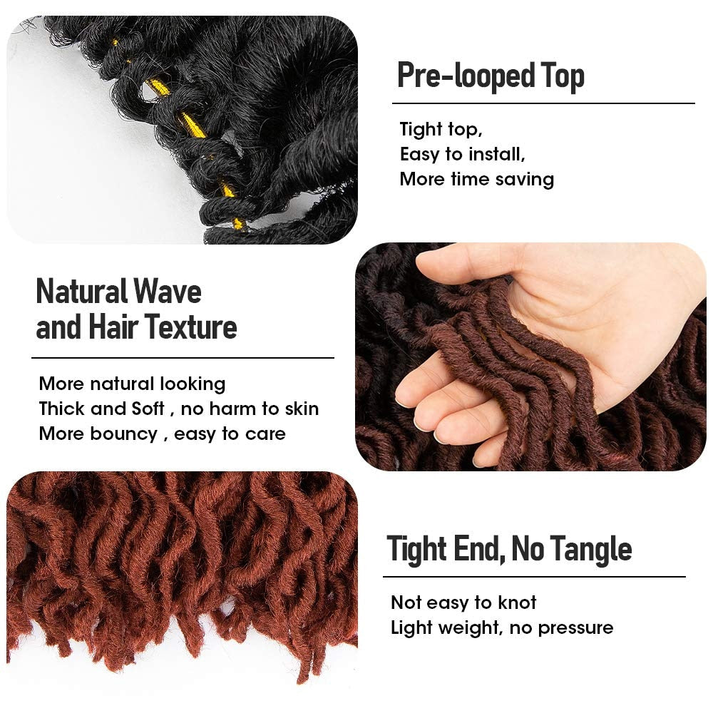 Goddess Faux Locs Crochet Synthetic Soft Gypsy Locs - Wavy Braids Dreadlocks 3 Tone Hair