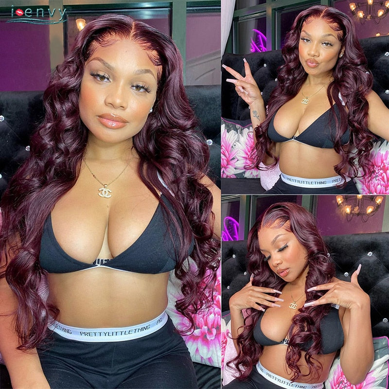 I-Envy 99J Burgundy Lace Front Wig Body Wave - your-beauty-matters