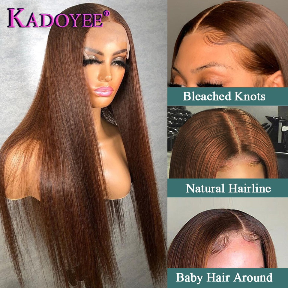 Straight Human Hair Wigs For Women Brown Color Straight - your-beauty-matters